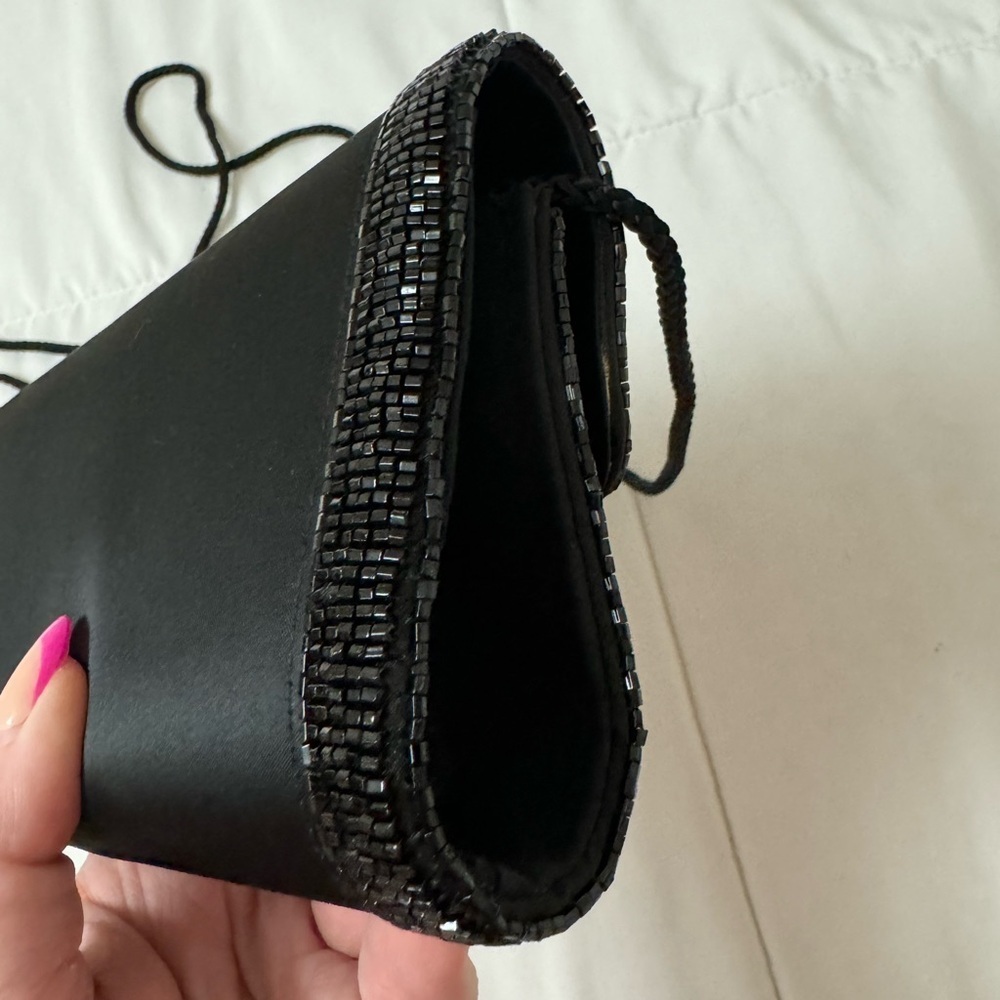 VTG Preston & York Elegant Beaded Satin Black Evening Clutch Shoulder Bag 90’s - Picture 3 of 15